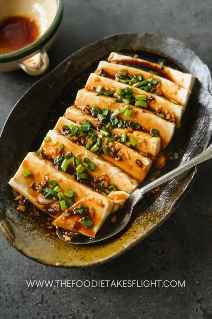 Steamed Tofu With Soy Garlic Sauce