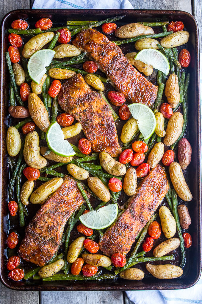 Sweet n' Spicy Salmon Sheet Pan Dinner