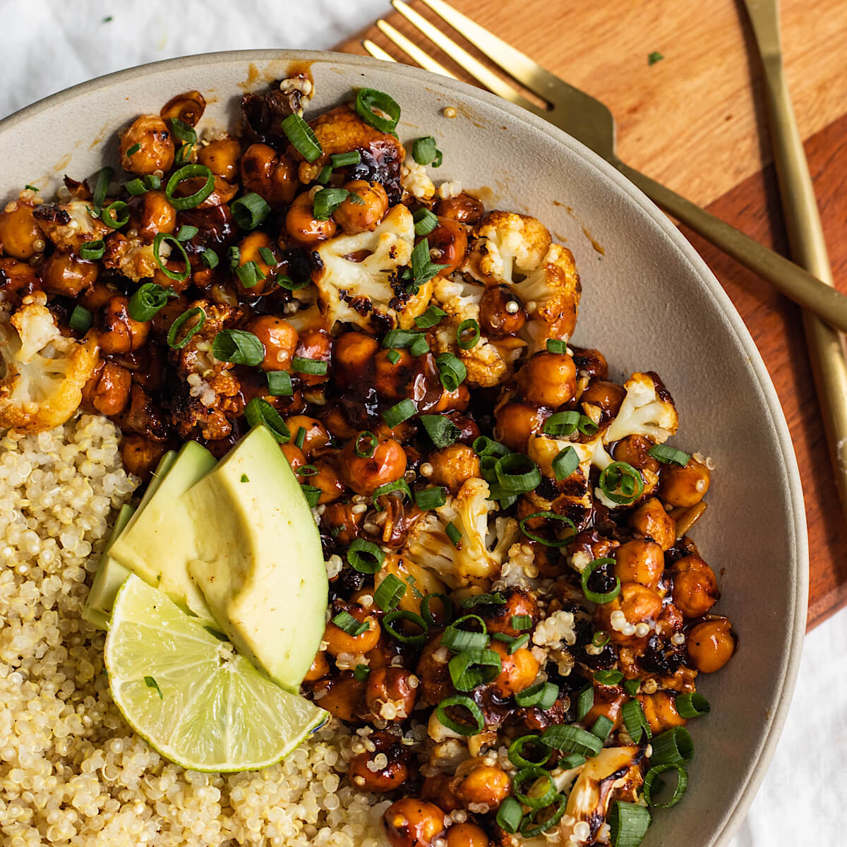 Vegan Hot Honey Cauliflower and Chickpeas
