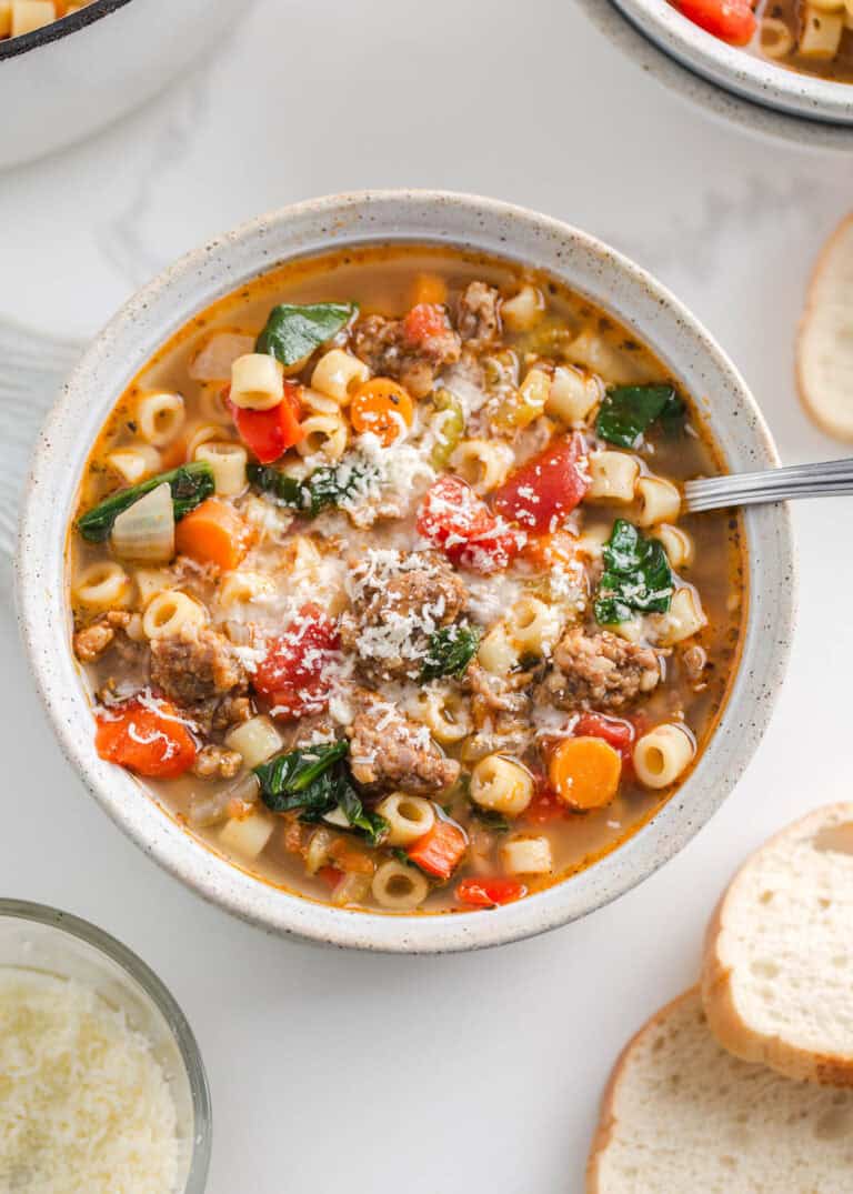 Italian Sausage Soup With Spinach and Pasta
