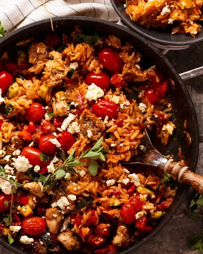 One-pot Greek Chicken Risoni (Orzo)