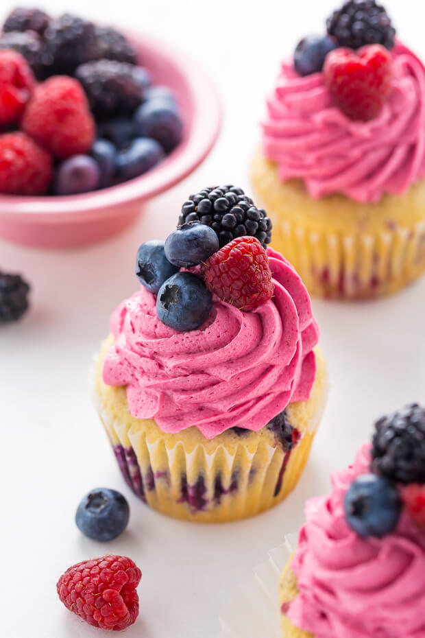 Triple Berry Cupcakes
