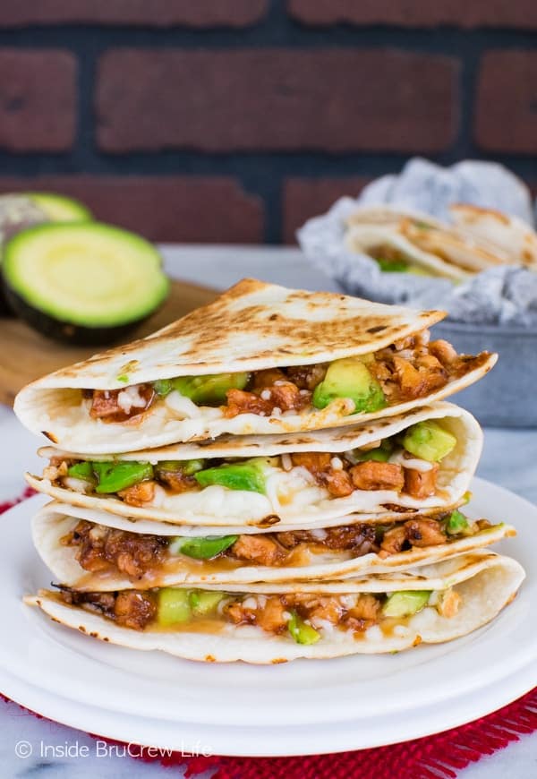 BBQ Chicken & Avocado Quesadillas
