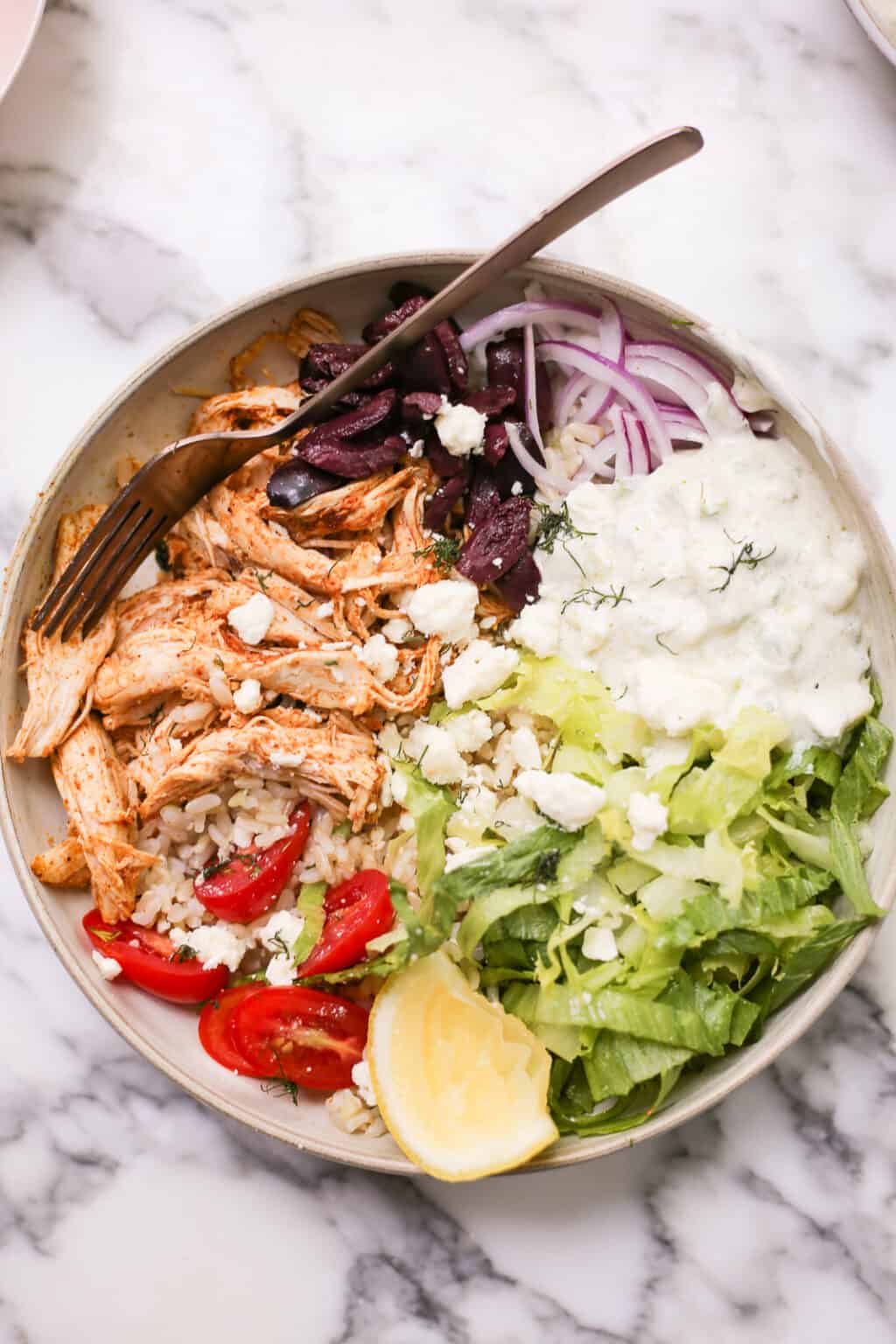 Easy Greek-Inspired Rotisserie Chicken Bowls
