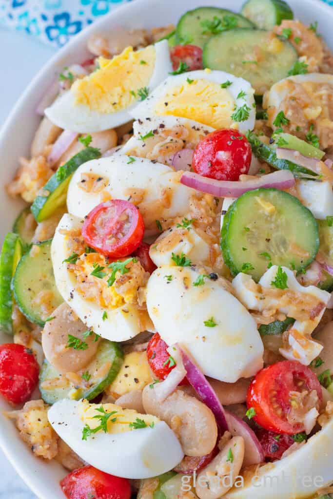 Healthy Egg Salad With Crispy Rice & Spicy Vinaigrette