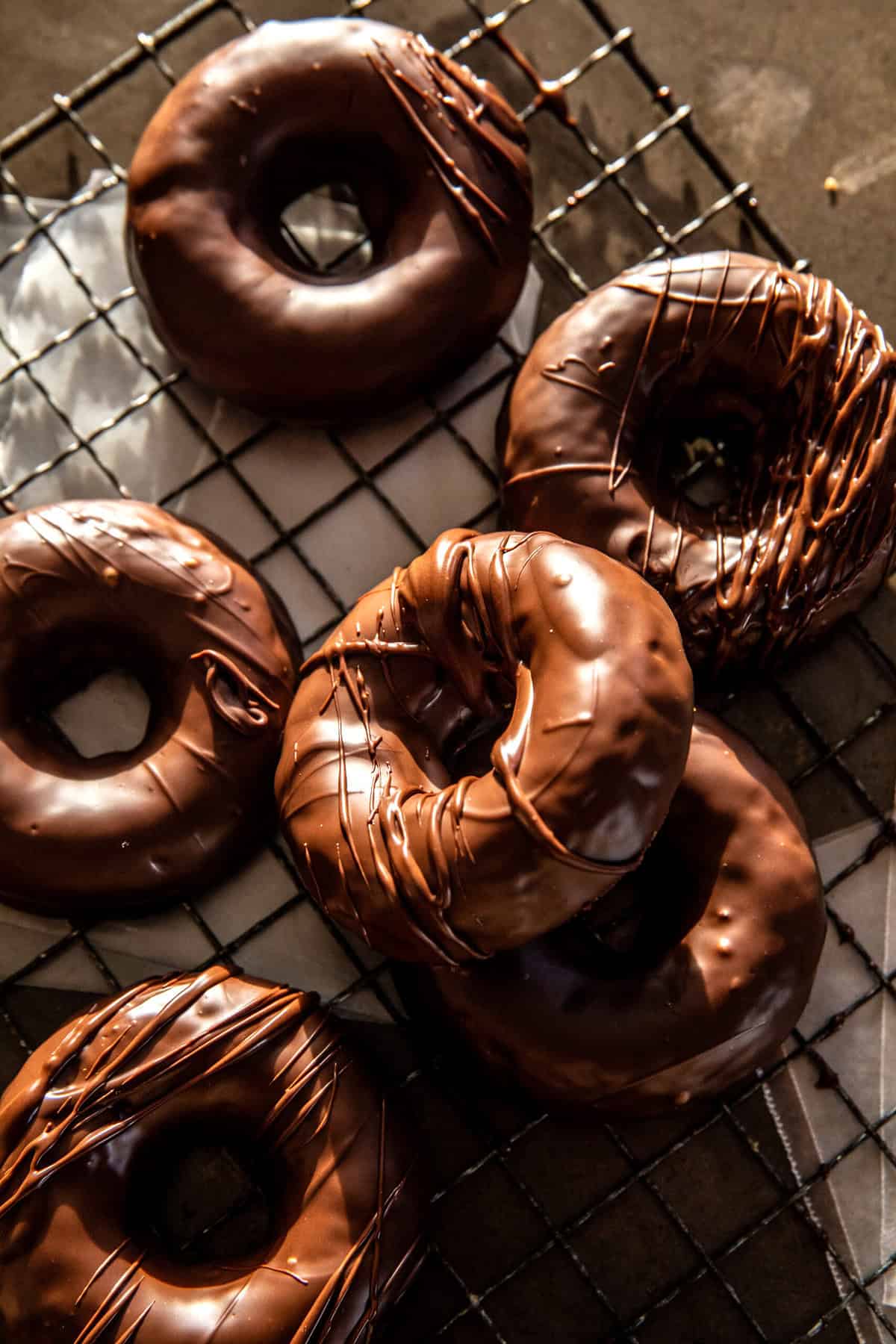 Homemade Baked Frosted Chocolate Donuts