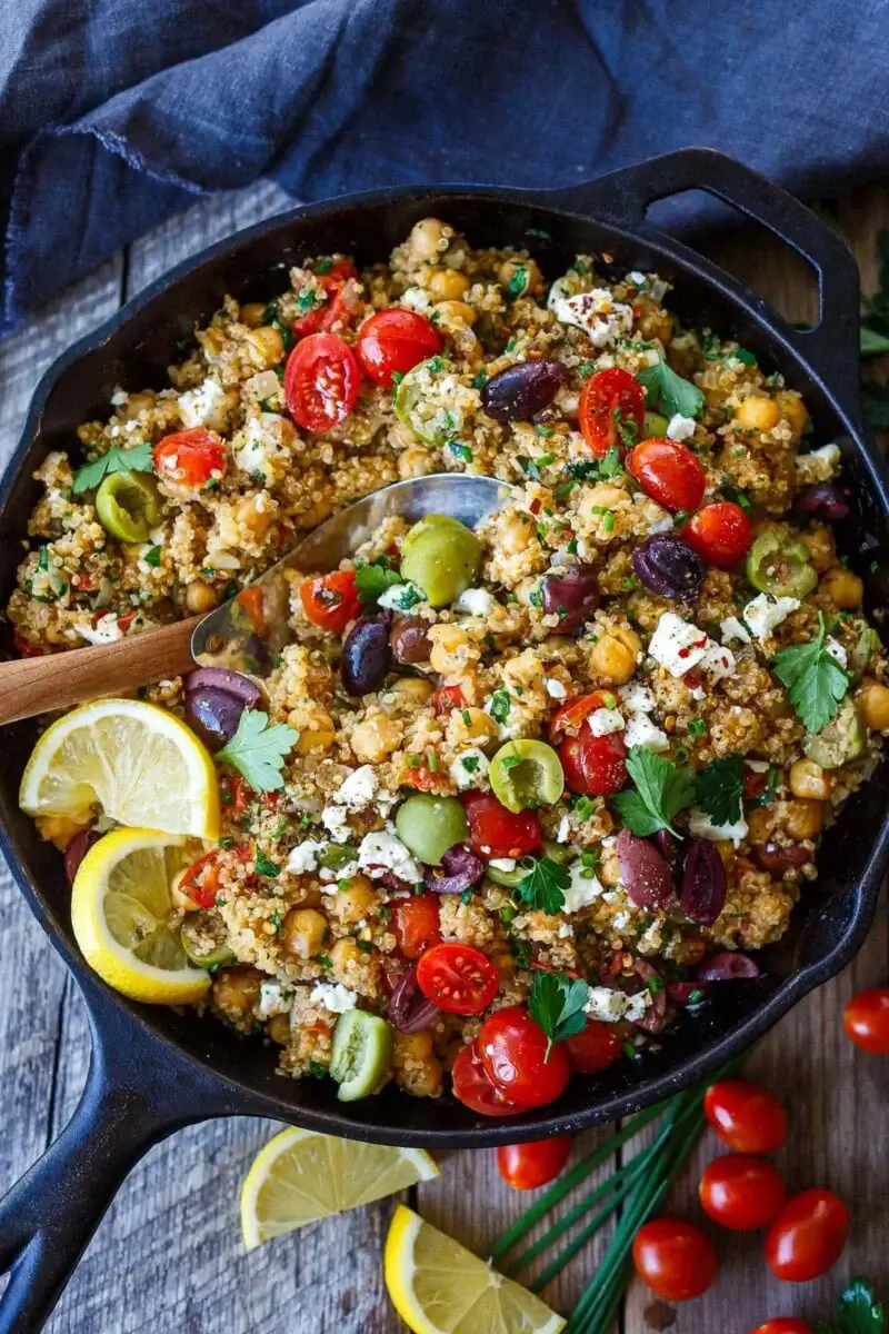 Mediterranean Quinoa Chickpea Skillet Dinner