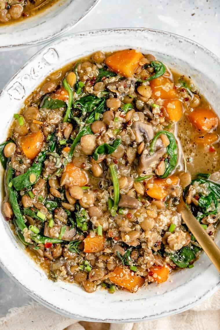 One-Pot Lentils + Quinoa With Spinach