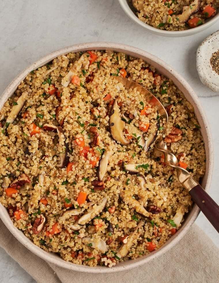Quinoa Pilaf With Shiitake Mushrooms, Carrots, and Pecans