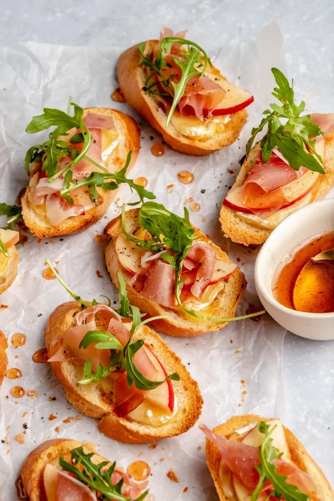 Apple & Brie Crostini With Hot Honey