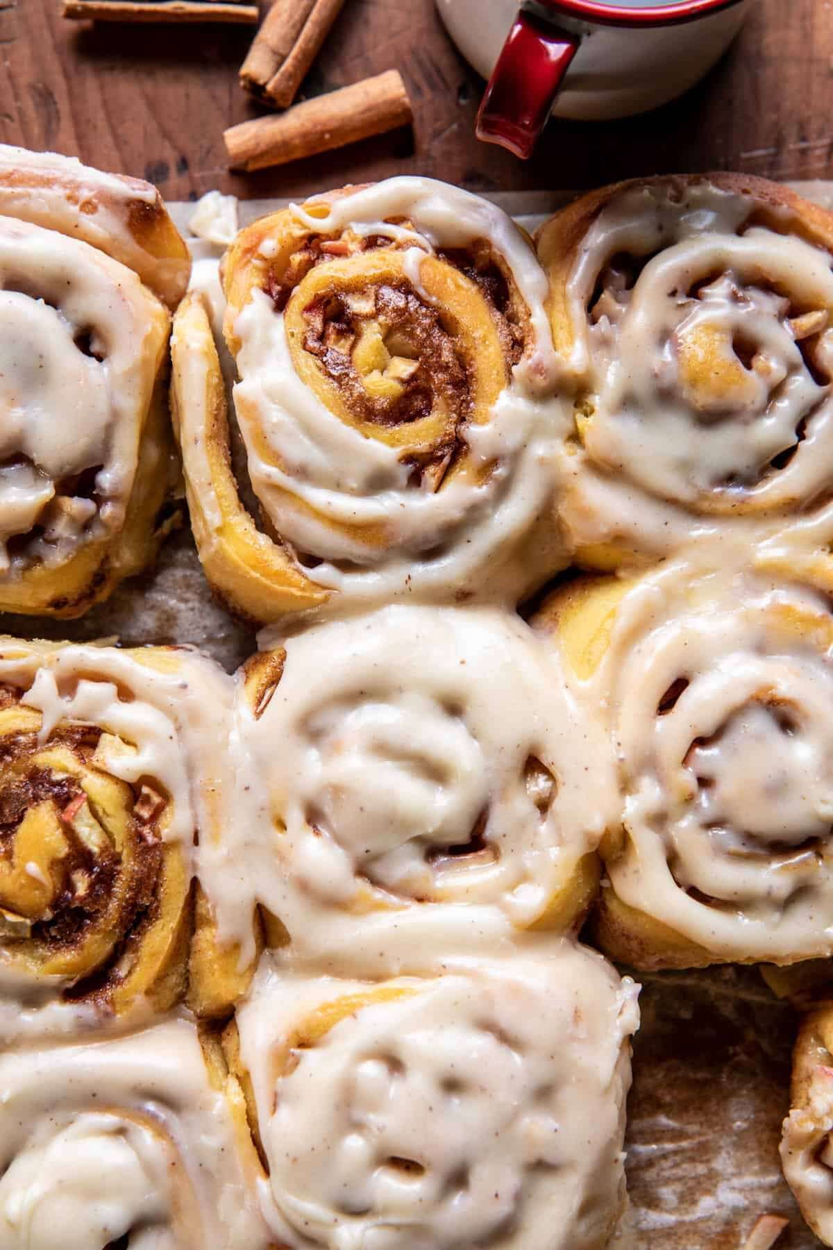 Apple Cinnamon Rolls With Brown Butter Maple Icing