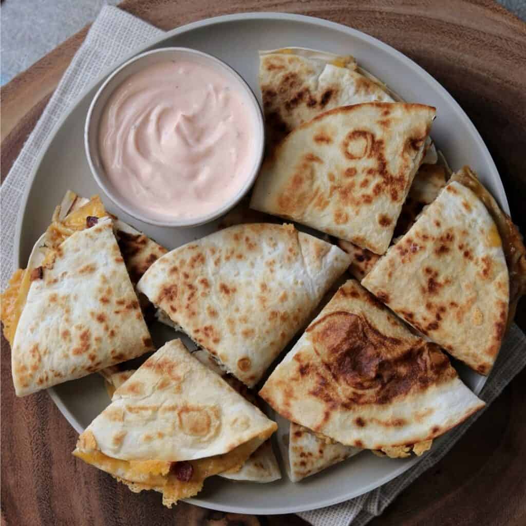 Bacon Ranch Ground Chicken Quesadillas