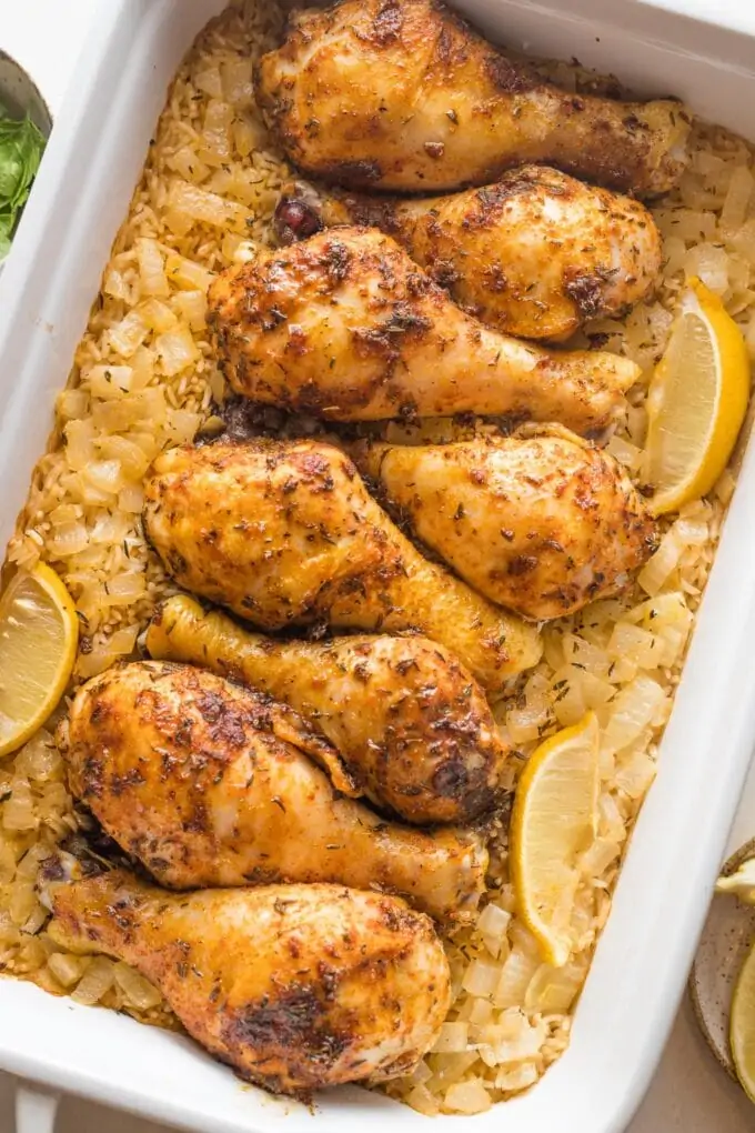 Baked Chicken Legs and Rice