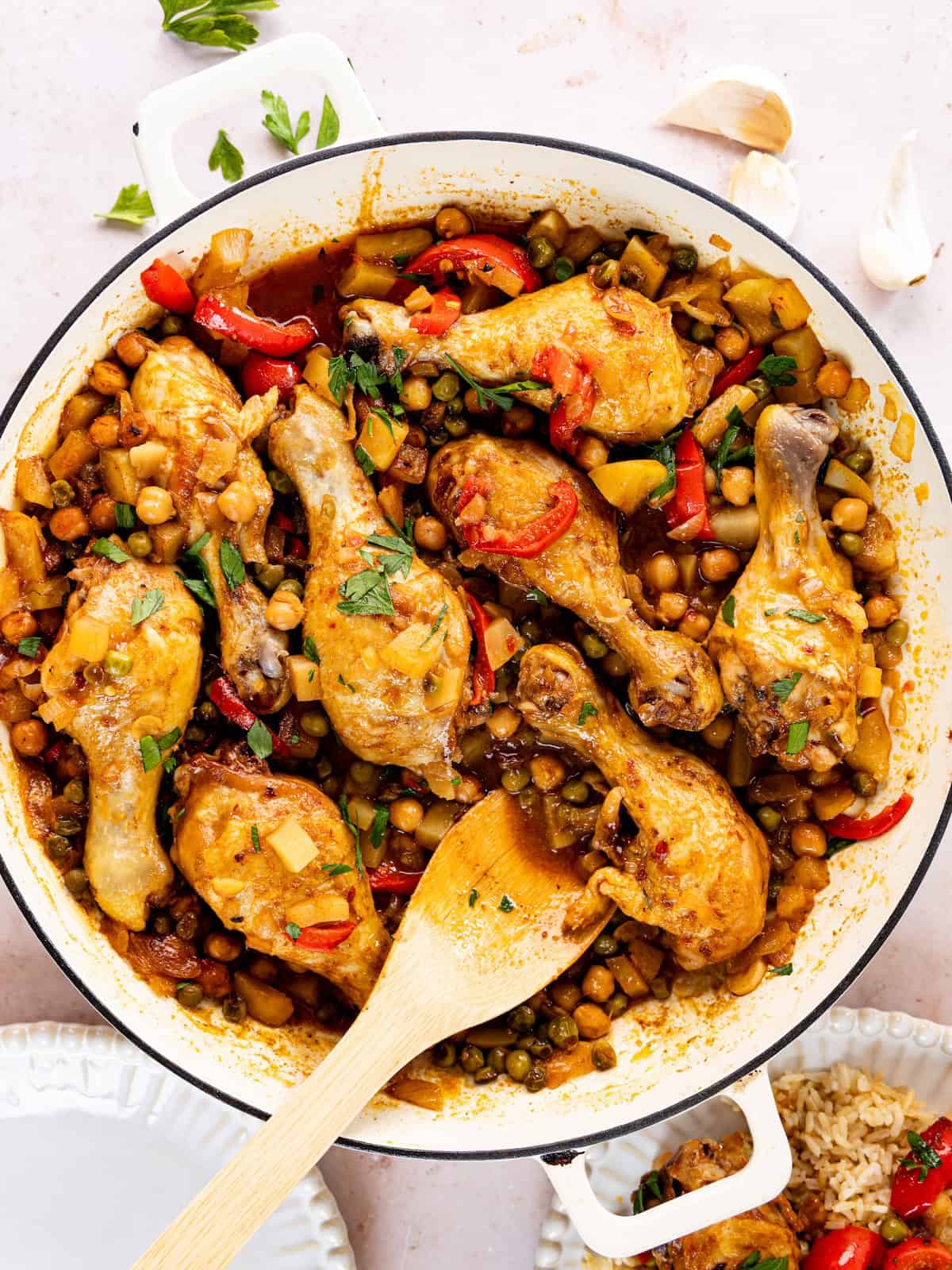 Braised Chicken Drumsticks With Potatoes and Chickpeas