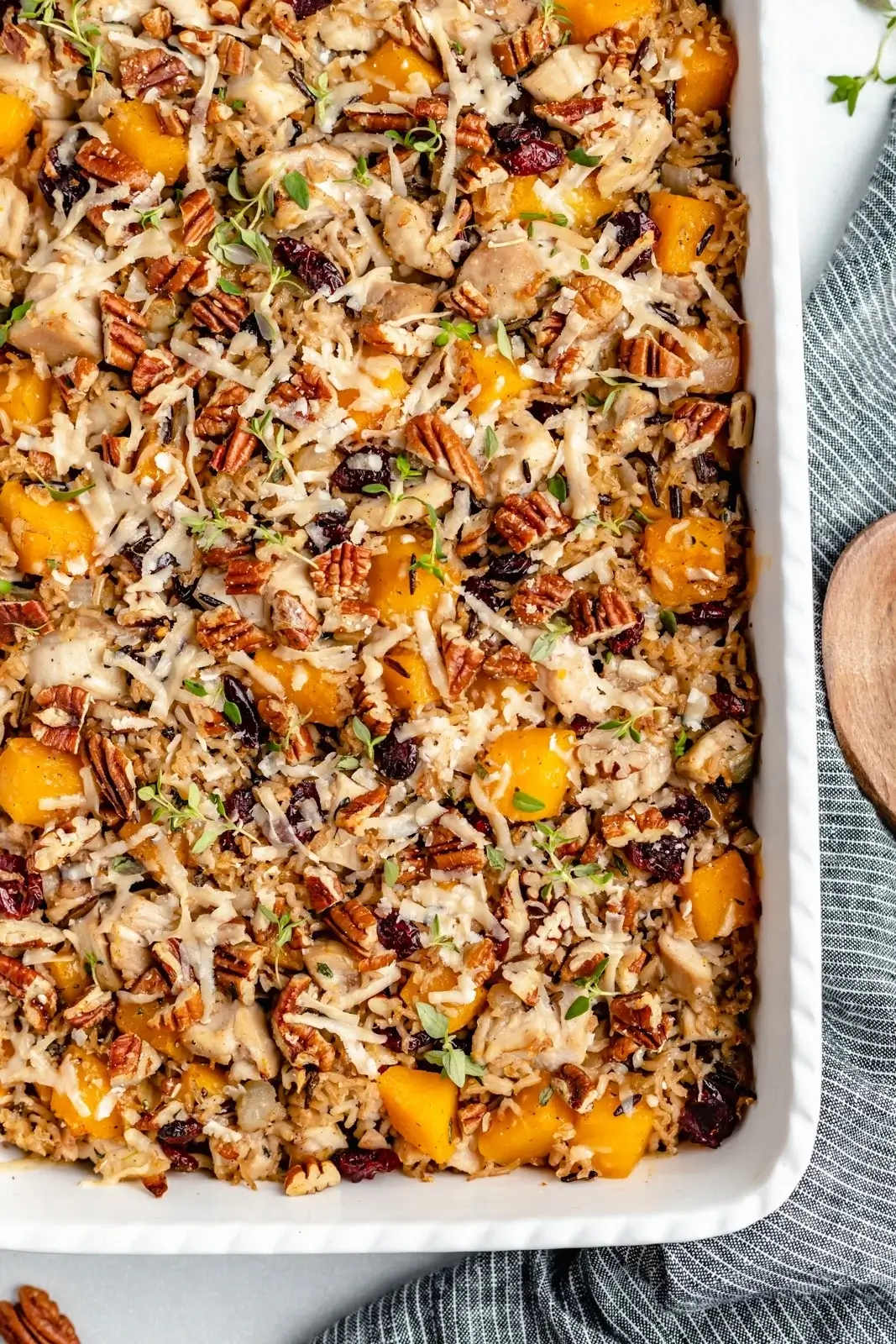 Butternut Squash, Chicken, and Wild Rice Casserole