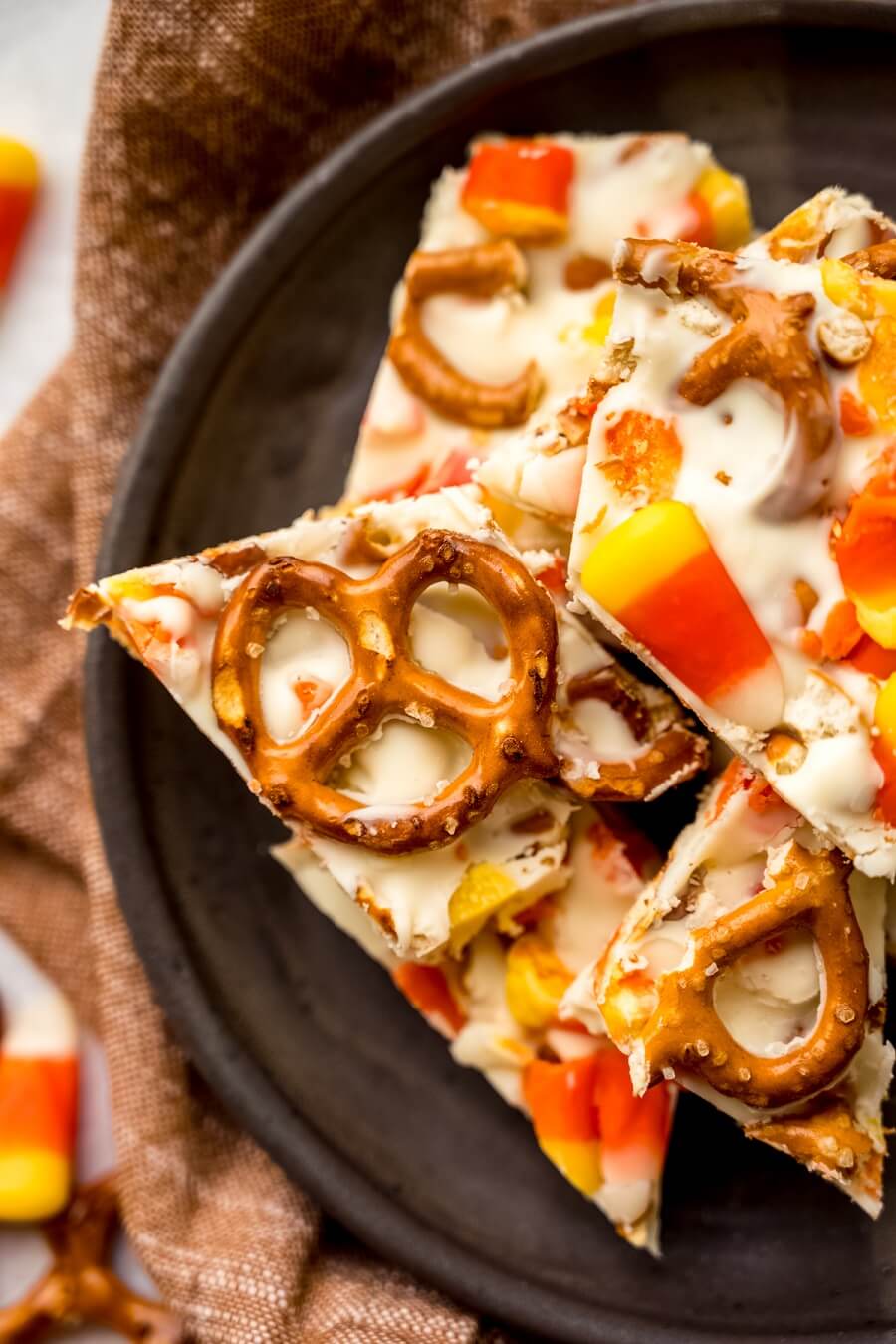 Candy Corn Bark With Pretzels