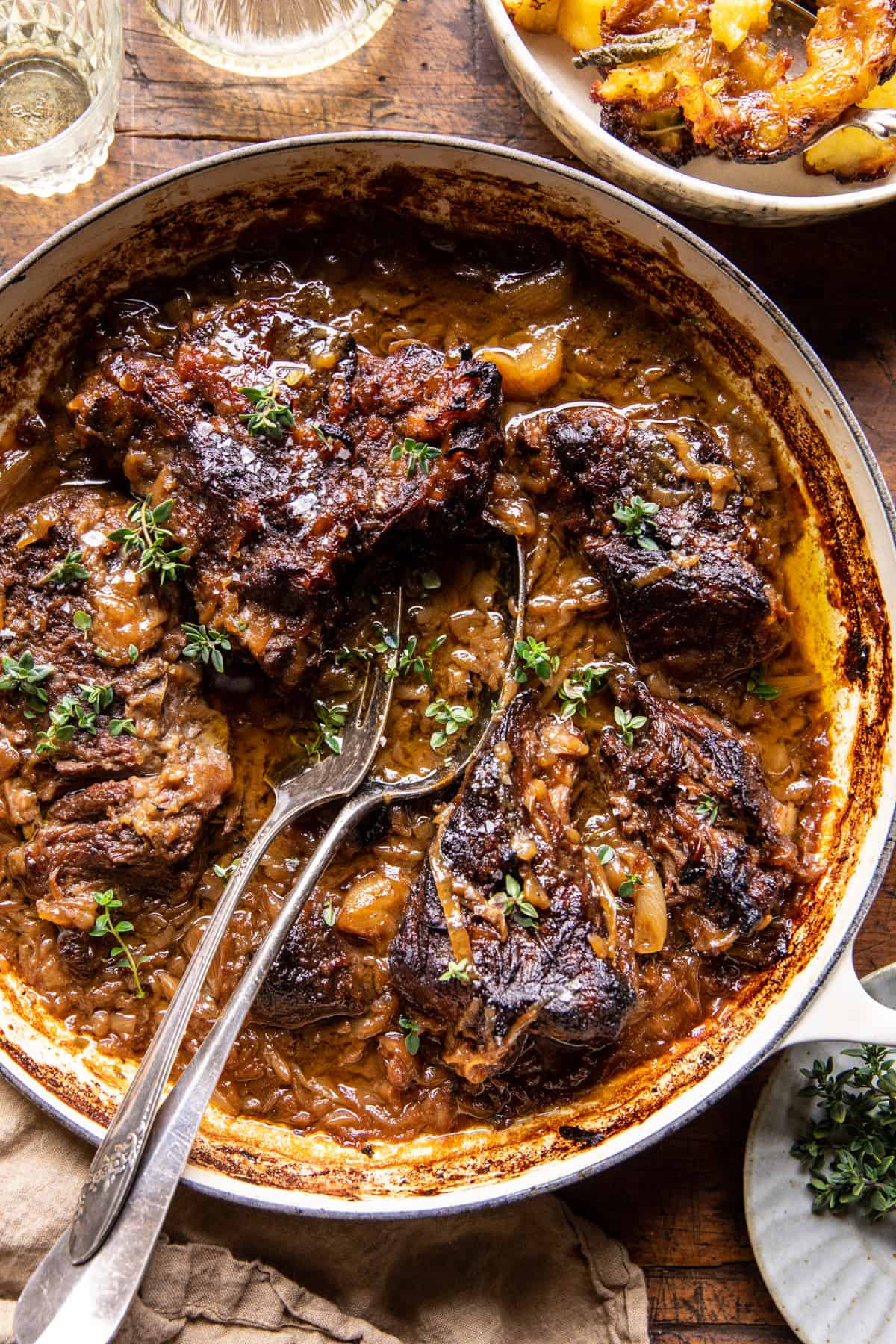 Cider Braised Pot Roast With Crispy Sage Butter Potatoes