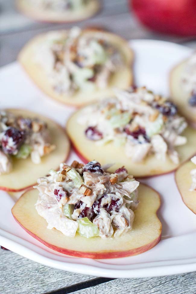 Cranberry Chicken Salad On Apple Slices (+ Video)