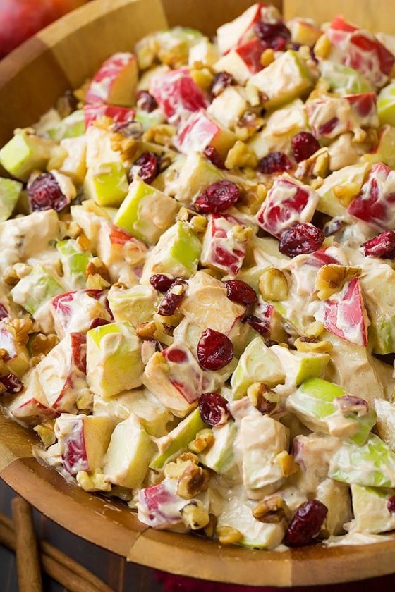 Creamy Cinnamon Apple and Walnut Fruit Salad
