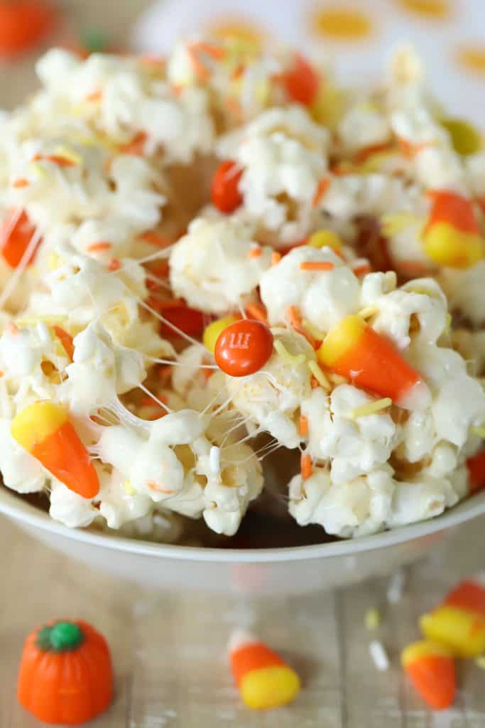 Easy Marshmallow Candy Corn Popcorn Treat