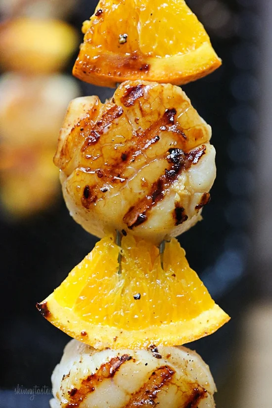 Grilled Scallop Kebabs With Orange Honey-Ginger Glaze