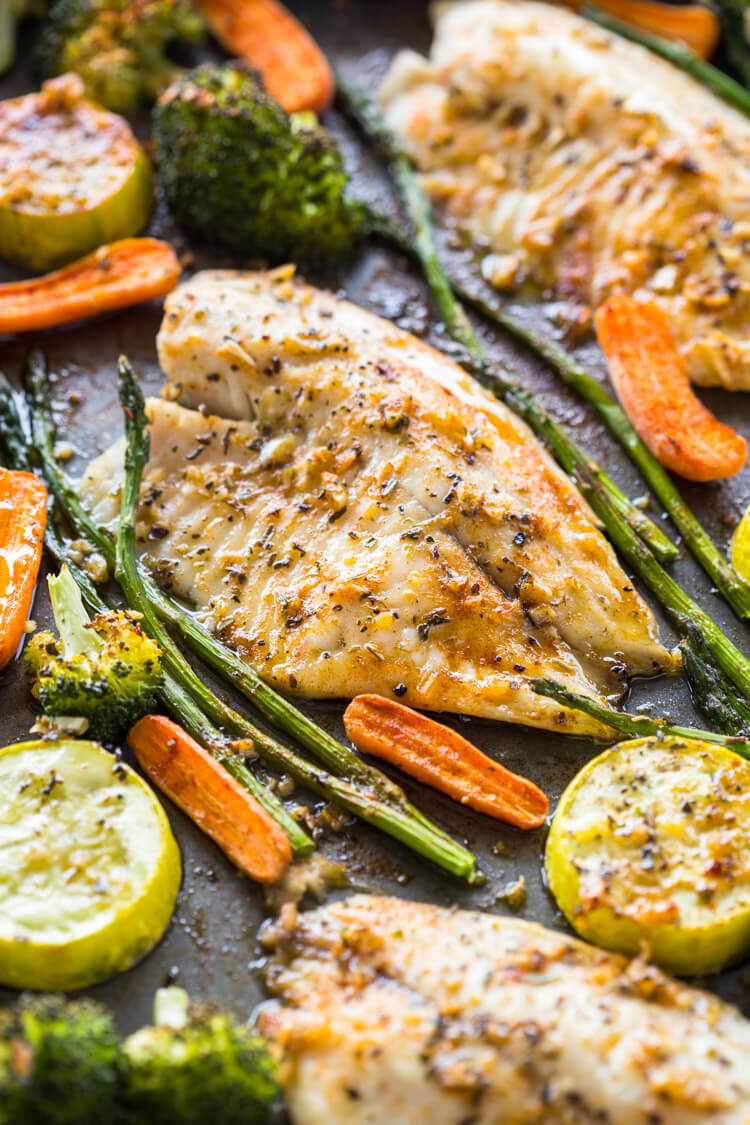 Healthy Sheet Pan Tilapia and Veggies + Meal-Prep