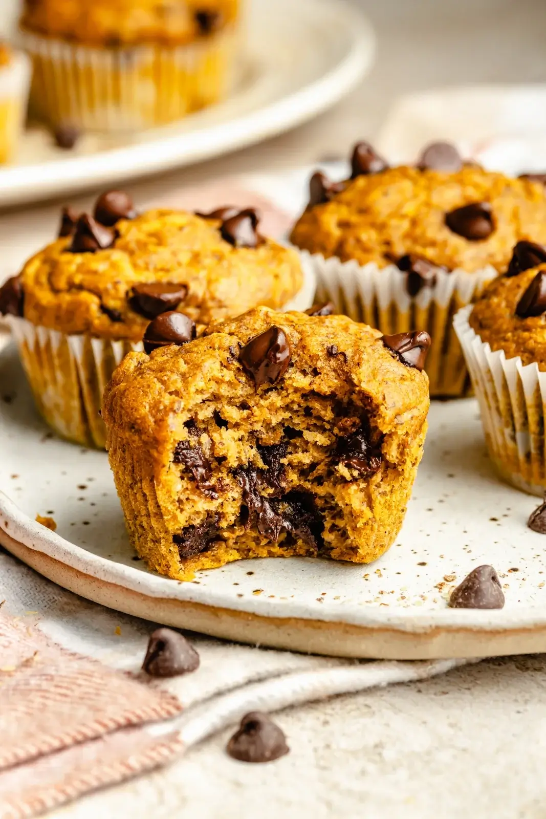 Pumpkin Banana Flax Chocolate Chip Muffins