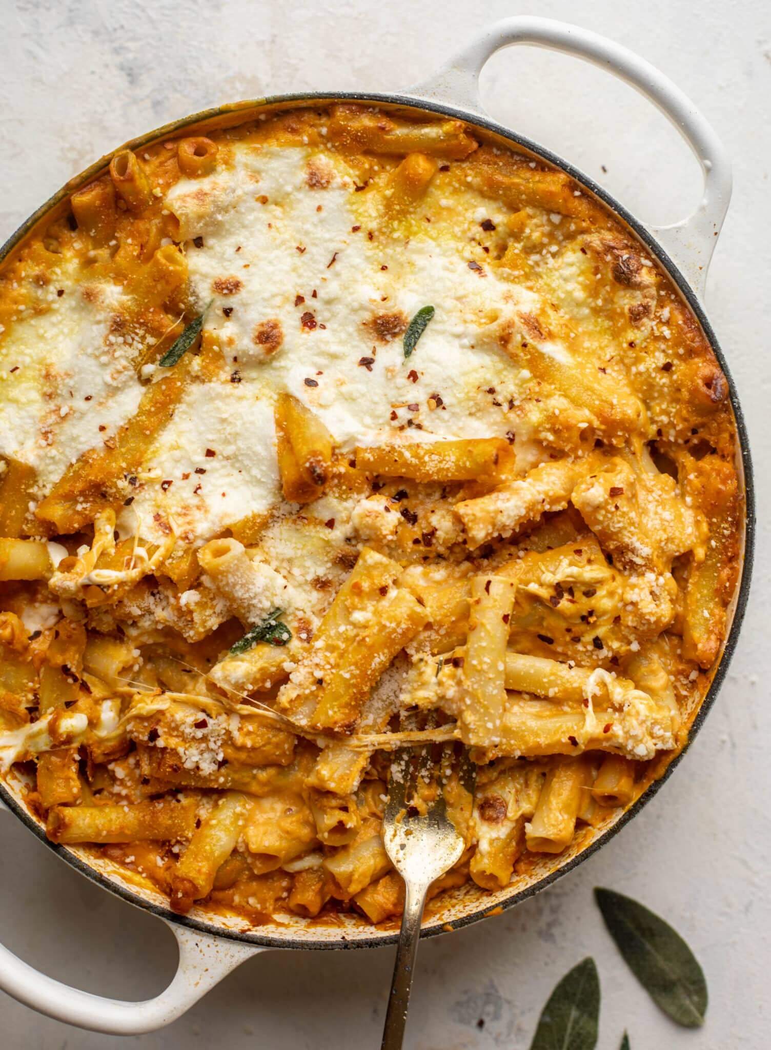 Pumpkin Burrata Baked Ziti