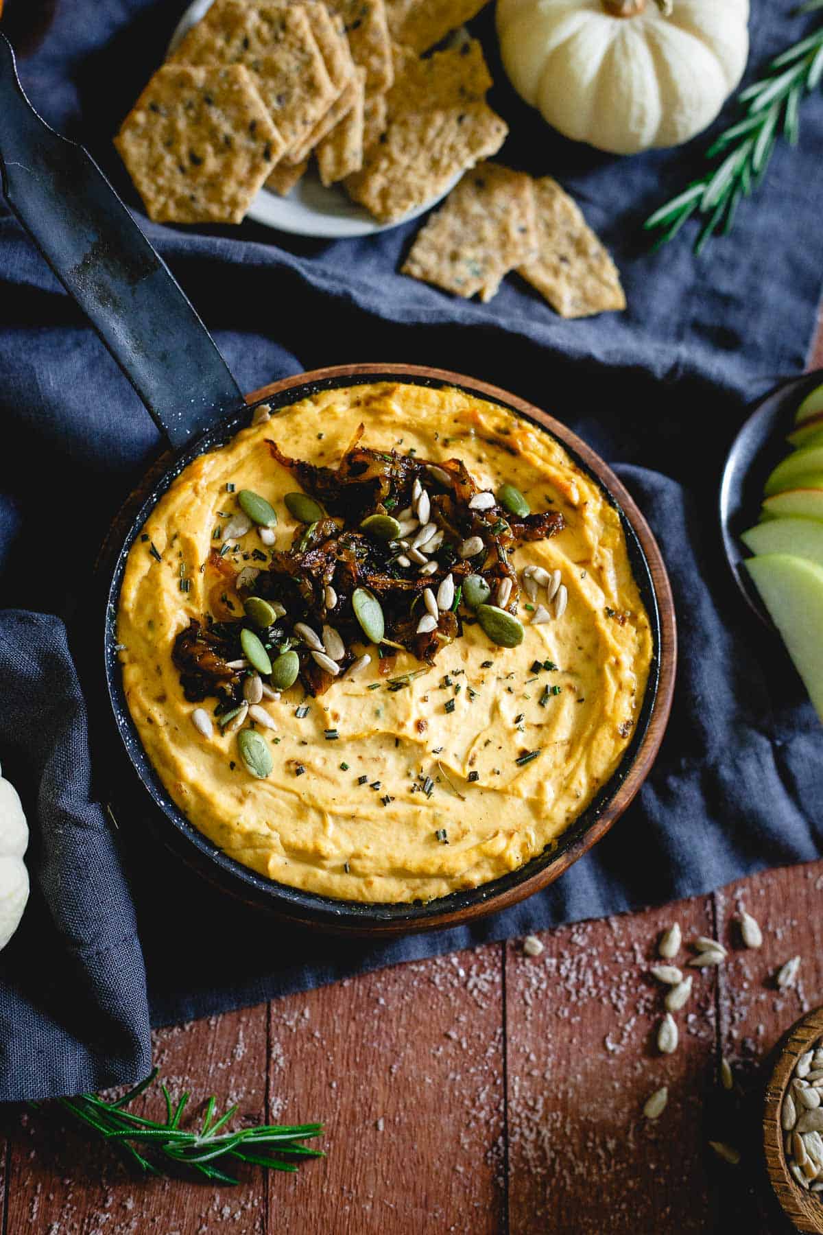 Pumpkin Goat Cheese Dip With Caramelized Onions