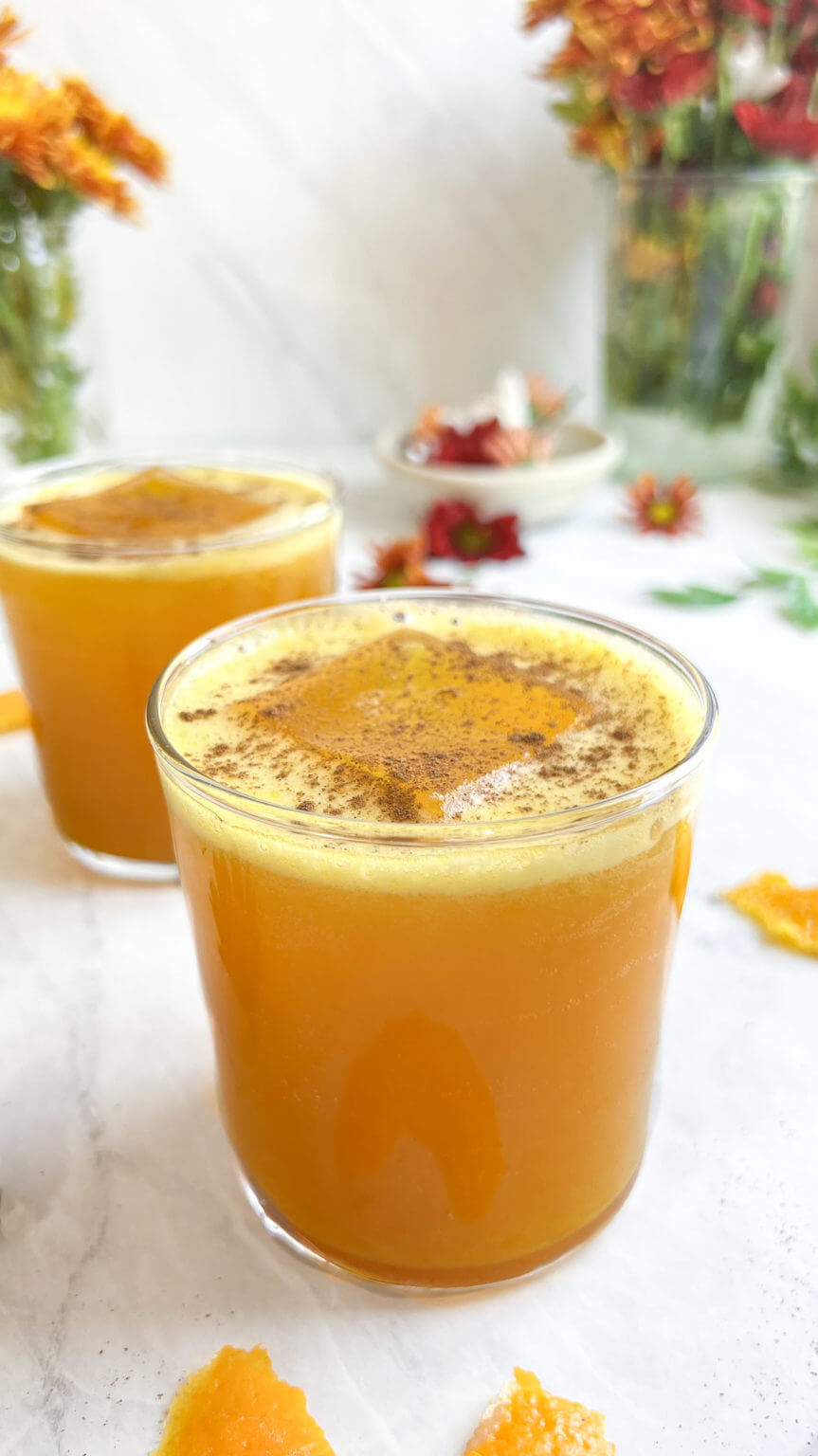 Pumpkin Orange Saffron Fall Mocktail (Mood-Boosting Recipe For SAD!)