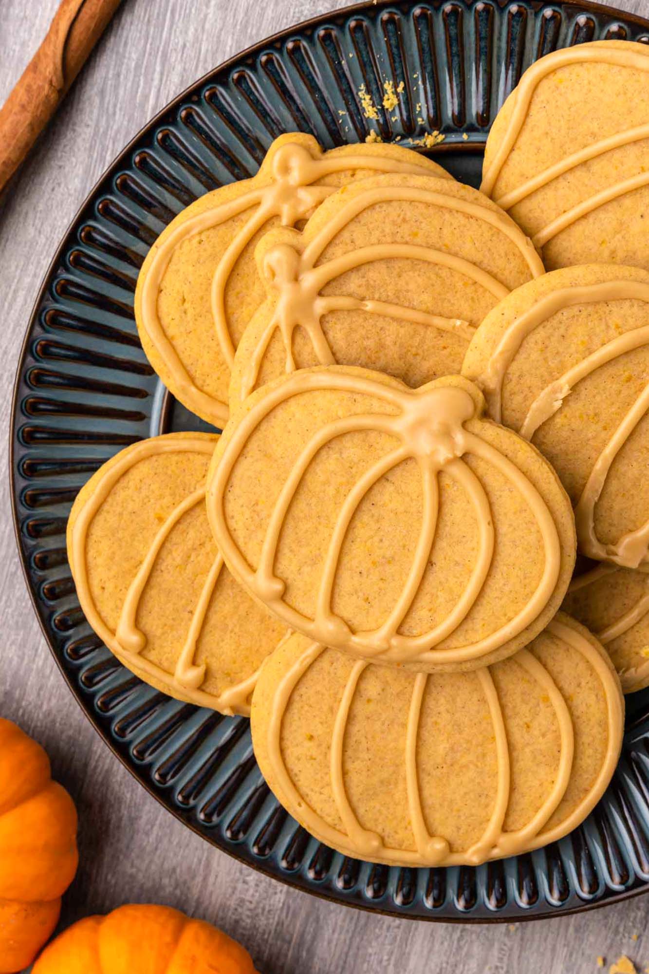 Pumpkin Sugar Cookies With Maple Icing