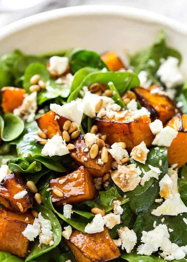Roast Pumpkin, Spinach, and Feta Salad