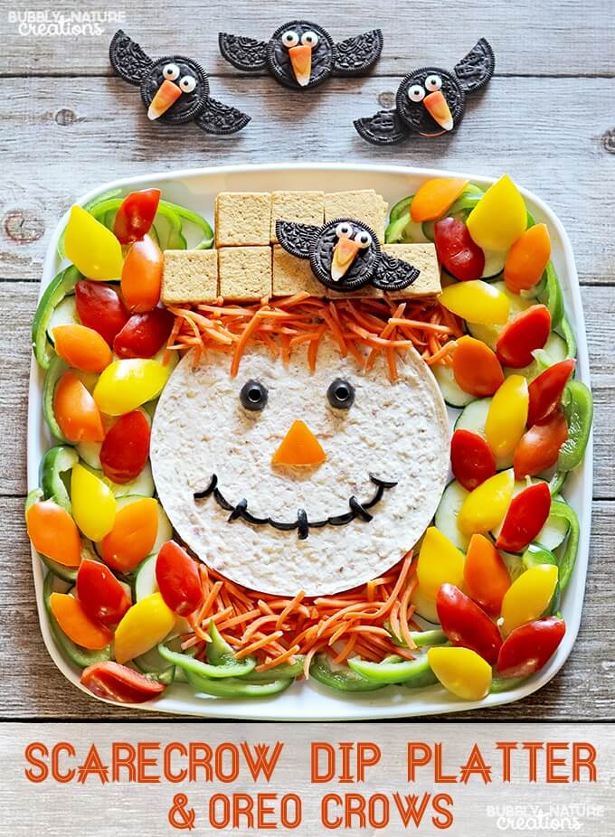 Scarecrow Dip Platter and Oreo Crows! (Easy Halloween Snacks)