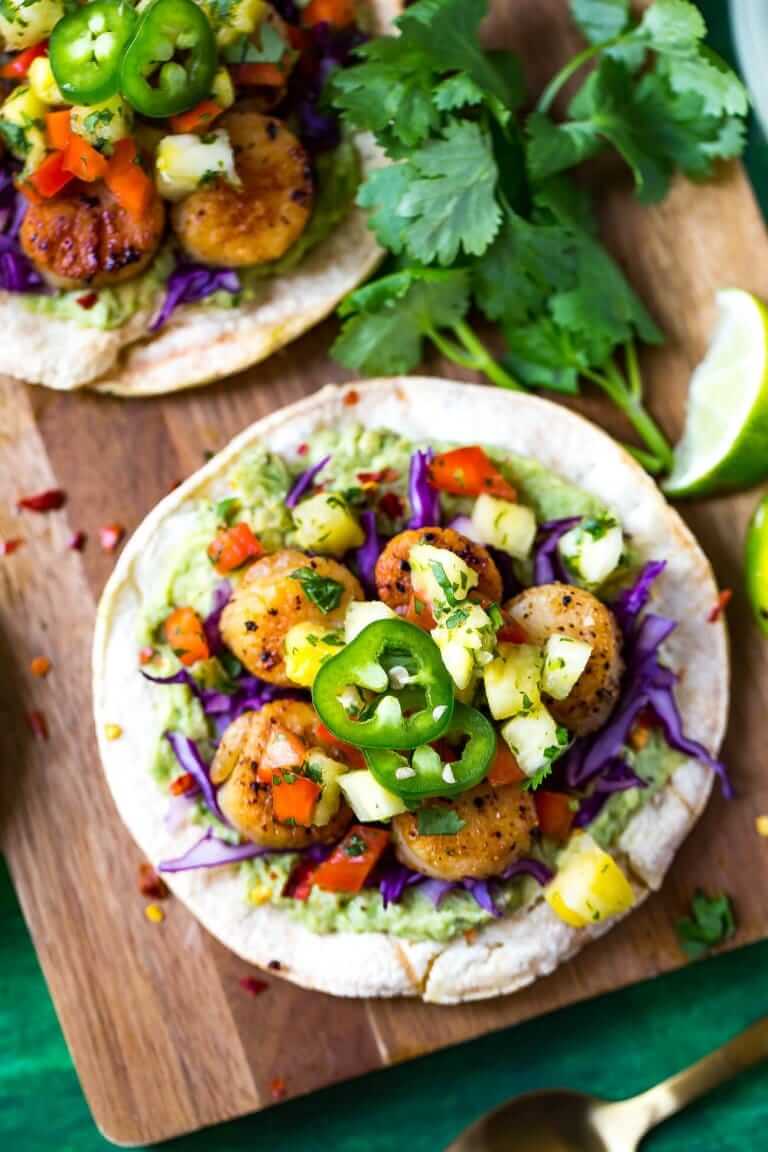 Seared Scallop Tacos With Pineapple Salsa