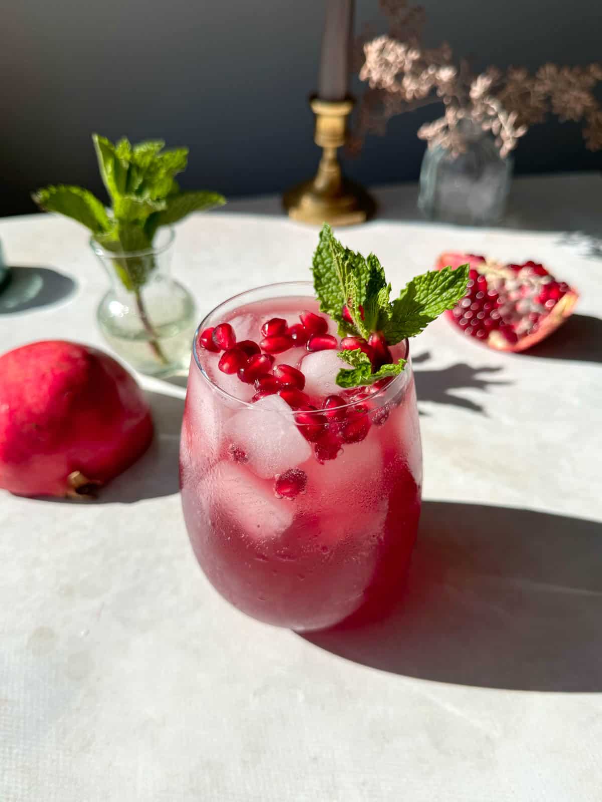 Sparkling Ginger Pomegranate Mocktail