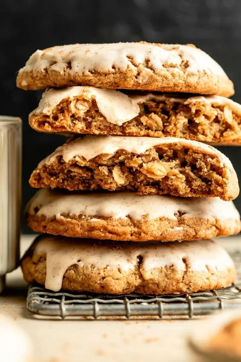 Thick and Chewy Chai Oatmeal Cookies With Maple Chai Glaze