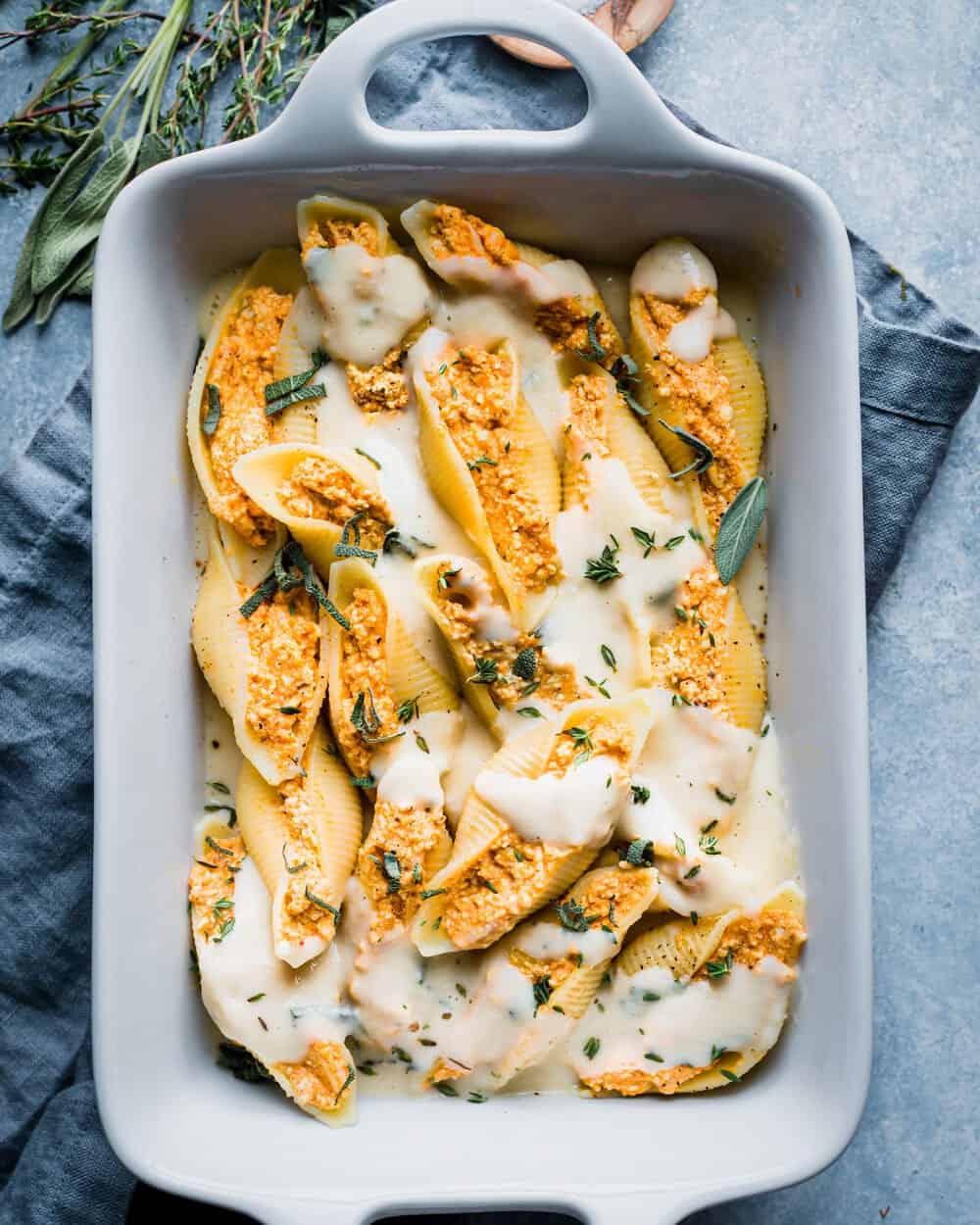 Vegan Pumpkin Ricotta Stuffed Shells