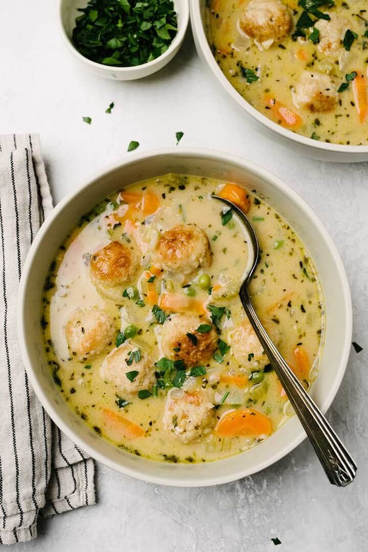 Creamy Chicken Meatball Soup