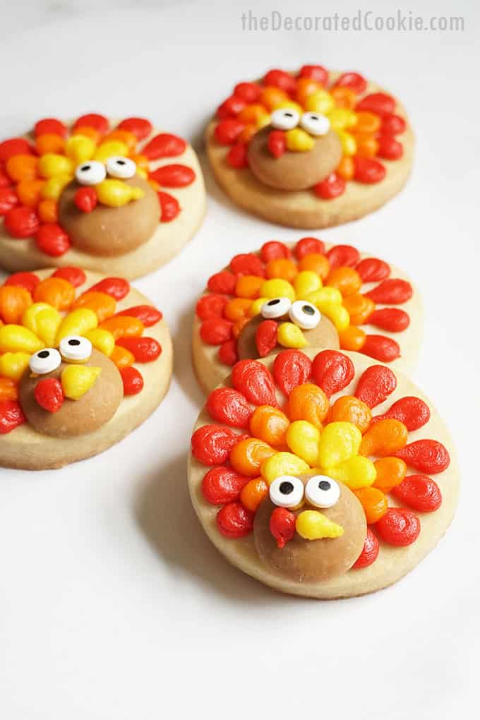 Cute Thanksgiving Turkey Cookies