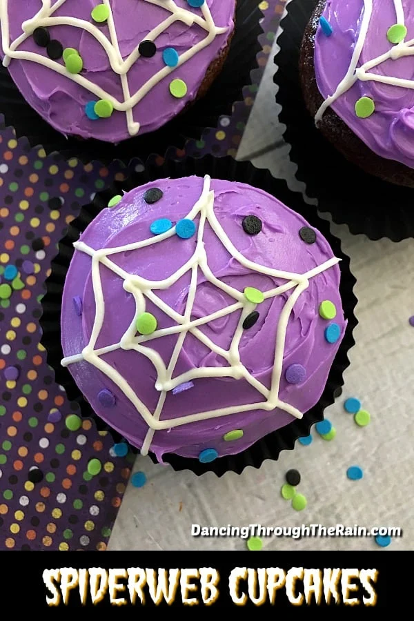 Deliciously Spooky Spider Web Cupcakes