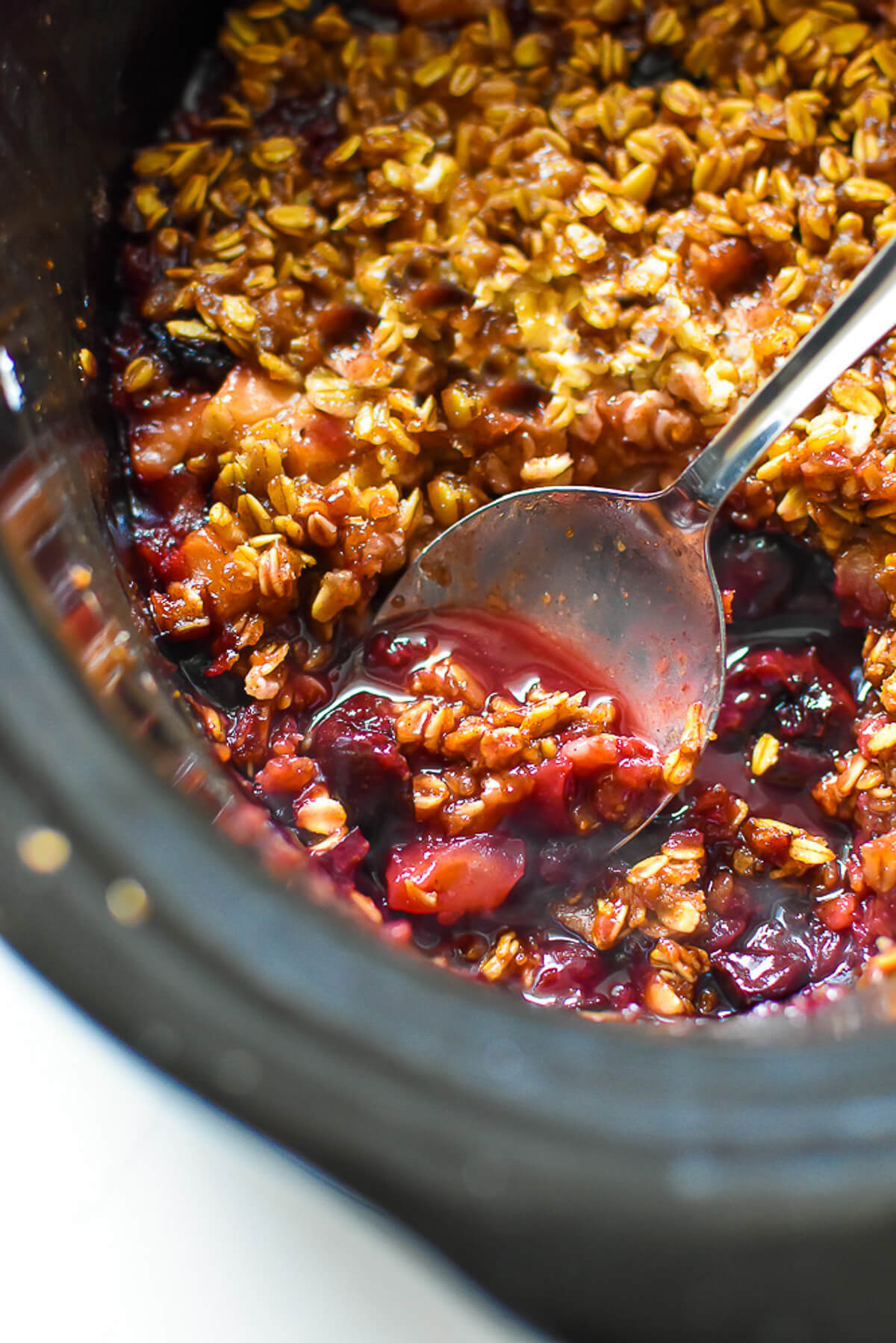 Easy Apple Cherry Crisp (Slow Cooker)
