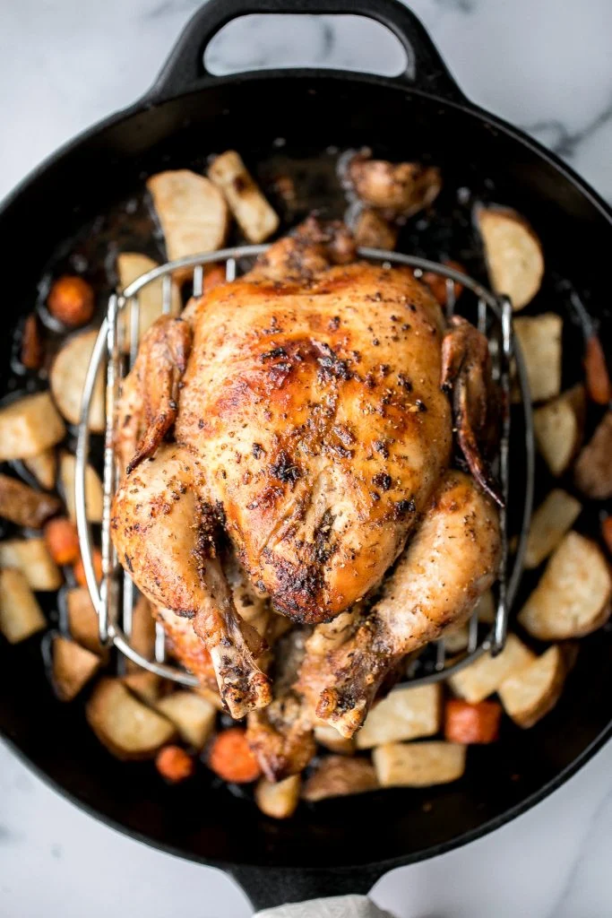 Greek Lemon Garlic Whole Roast Chicken