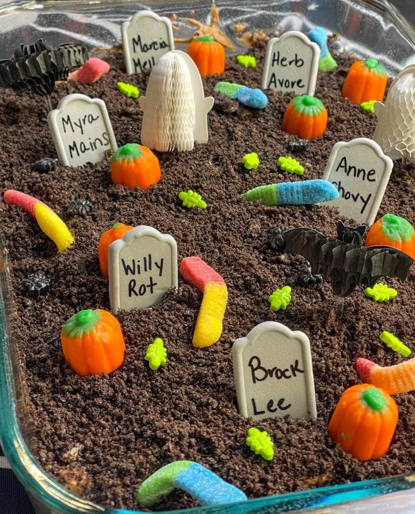 Halloween Graveyard Chocolate Poke Cake