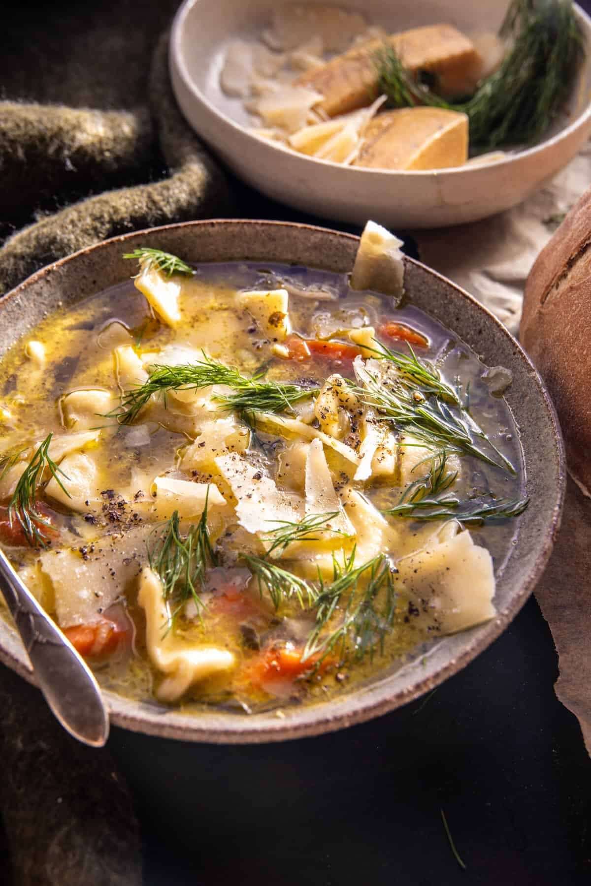 Lemony Pesto Chicken Noodle Soup
