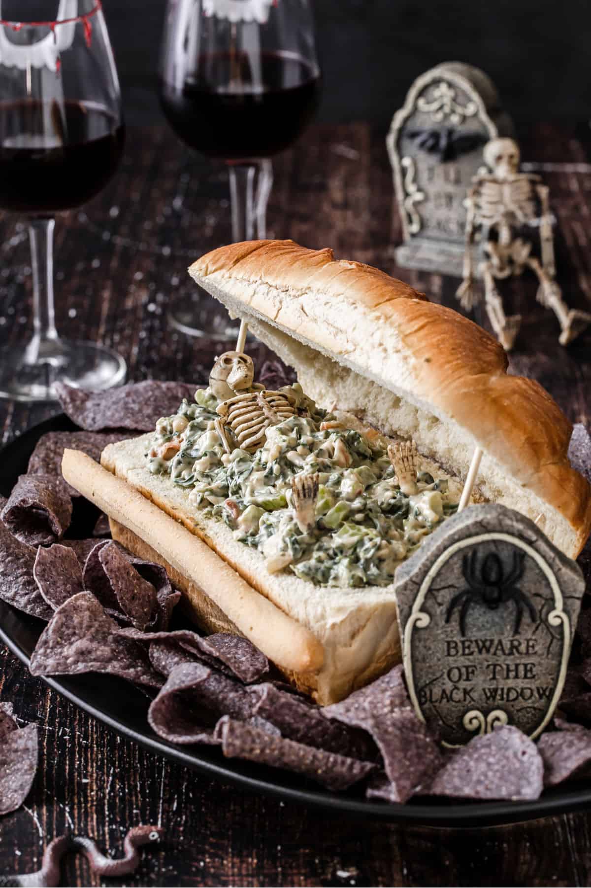 Lipton Spinach Dip In Halloween Bread Bowl