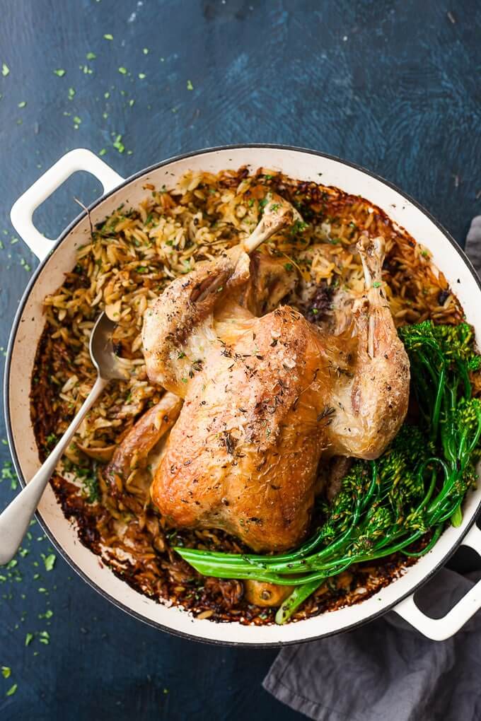 One Pot Roast Chicken Dinner and Vegetables