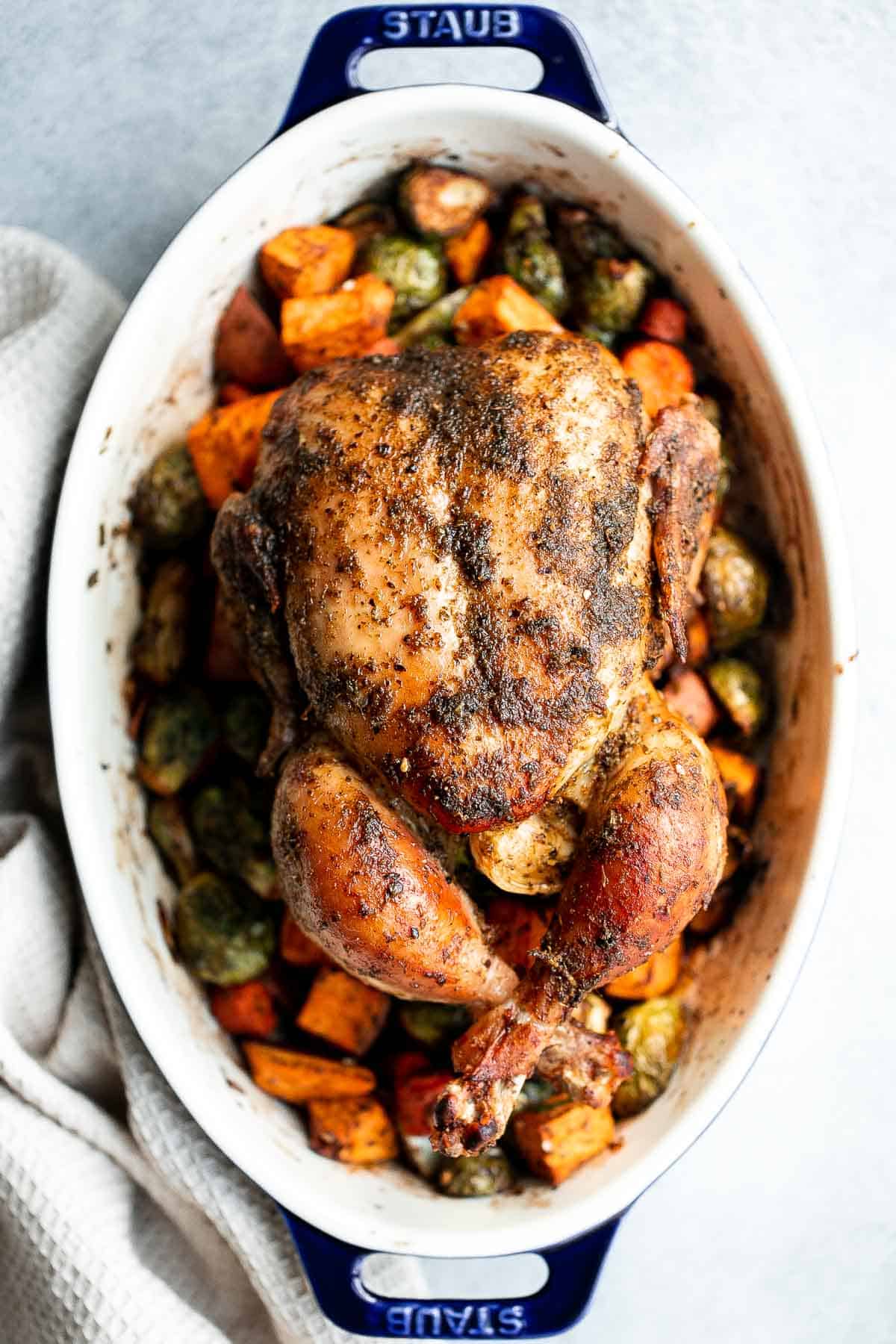Pesto Roast Chicken (Whole Roast With Basil Pesto)