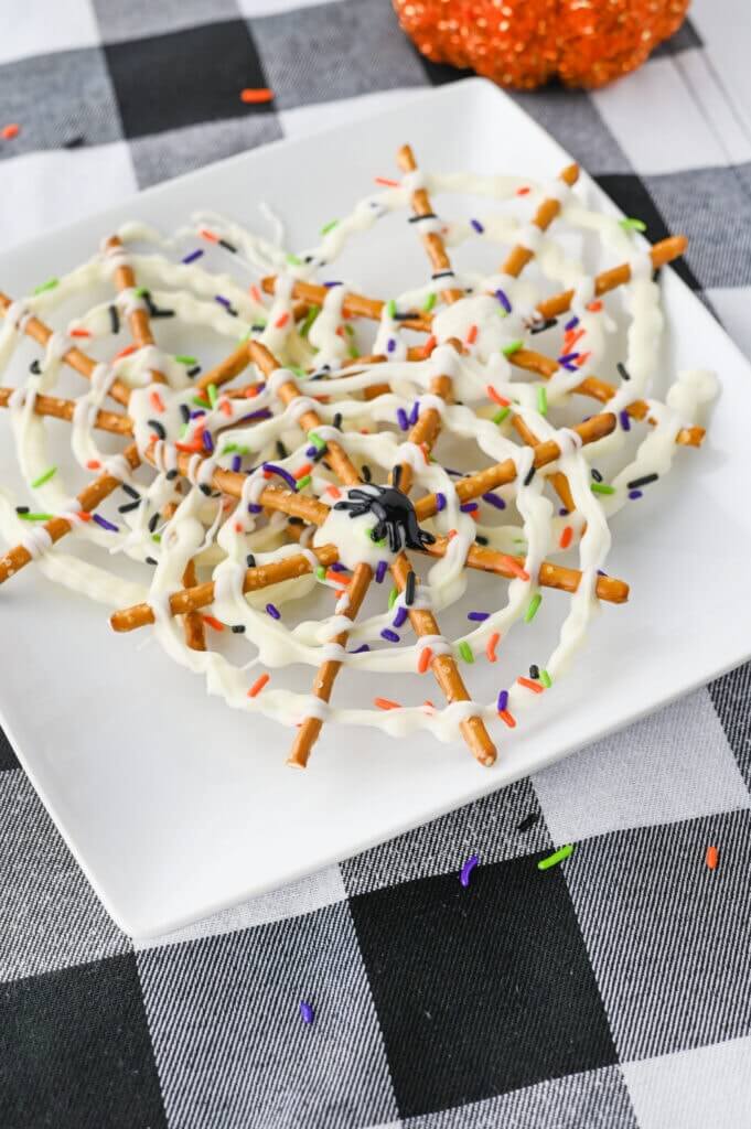 Spider Web Chocolate Pretzels