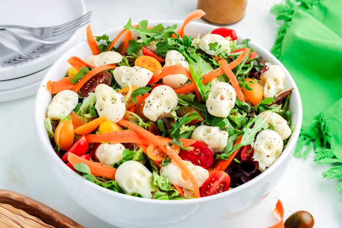 Spooky Halloween Salad With Mixed Greens