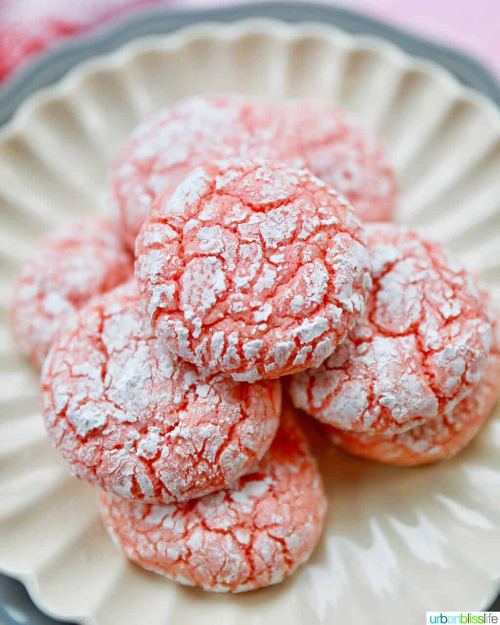 Strawberry Crinkle Cookies